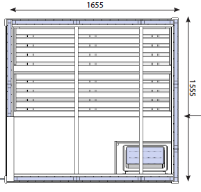 D2525 3 person traditional sauna cabin technical drawing