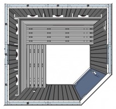 IR2525LC 4 person Home Infrared Sauna Technical Drawing 