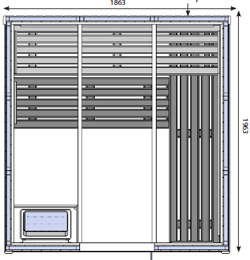 D3030 Home Traditional Sauna Cabin Technical Drawing