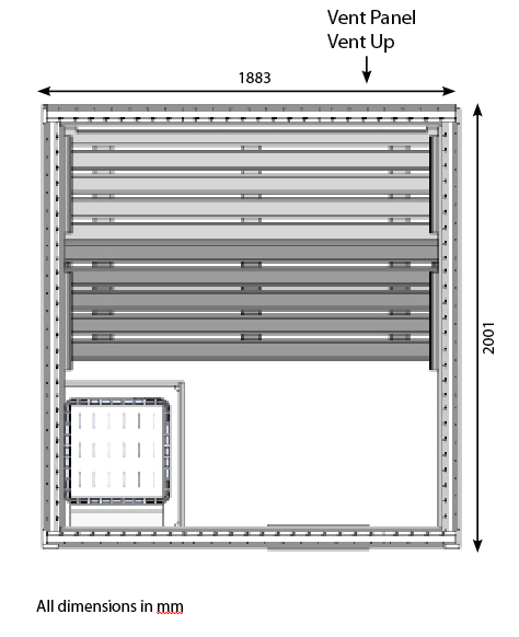 HD3030FS commercial 5 person sauna technical drawing