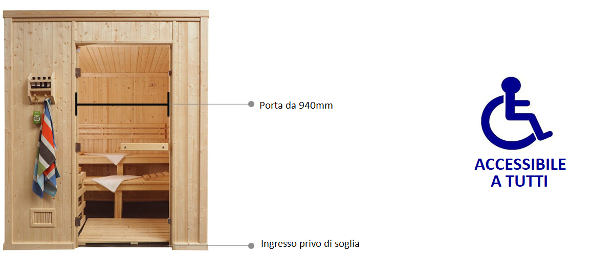 Porta per sauna Oceanic per l'accesso alle persone con disabilità