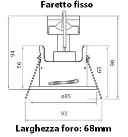 Dimensioni del faretto per sauna finlandese e ad infrarossi Oceanic