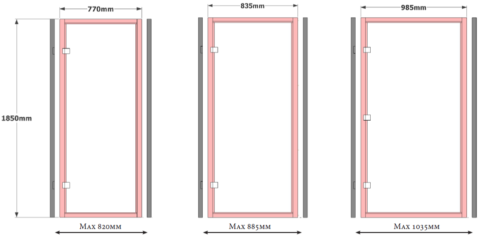 Porta per bagno turco - Dimensioni e adattamenti