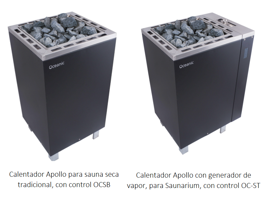 Calentador de sauna Apollo, tradicional y combinable con vapor