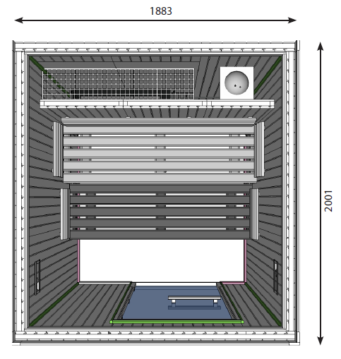 Cabina de sauna comercial Heavy Duty HD3030BB con calentador oculto Oceanic Saunas